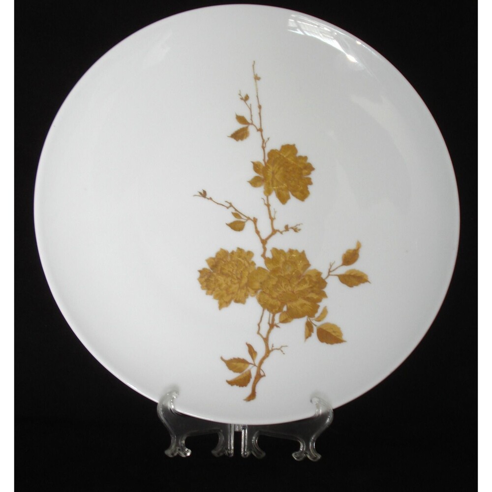 Vintage 60’s Rare AK Kaiser White Plate Gold Floral Design Large 12” Diameter